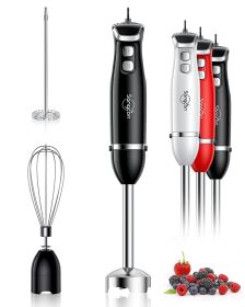Immersion Blender Handheld, 3-in-1 Hand Blender Electric, 400W Handheld Blender, Stainless Steel Blade Stick Blender with Whisk, Milk Frother Attachme