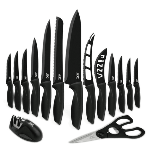 Lux Decor Collection 15-Piece Kitchen Knife Set - High Carbon Stainless Steel, Non-Stick Coating, Rust-Resistant, Ergonomic Handles - Perfect for Cook Lux Decor Collection 15-Piece Kitchen Knife Set - High Carbon Stainless Steel, Non-Stick Coating, Rust-Resistant, Ergonomic Handles - Perfect for Cook
