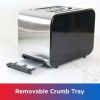 2 Slice Compact Wide Slot Toaster with 7 Shade Settings, Stainless Steel, Defrost and Reheat, Removable Crumb Tray, Easy to Clean, Black and Silver